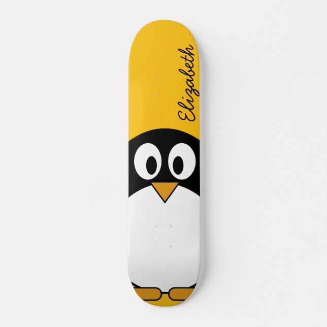 Cute and Modern Cartoon Penguin Skateboard (Front)