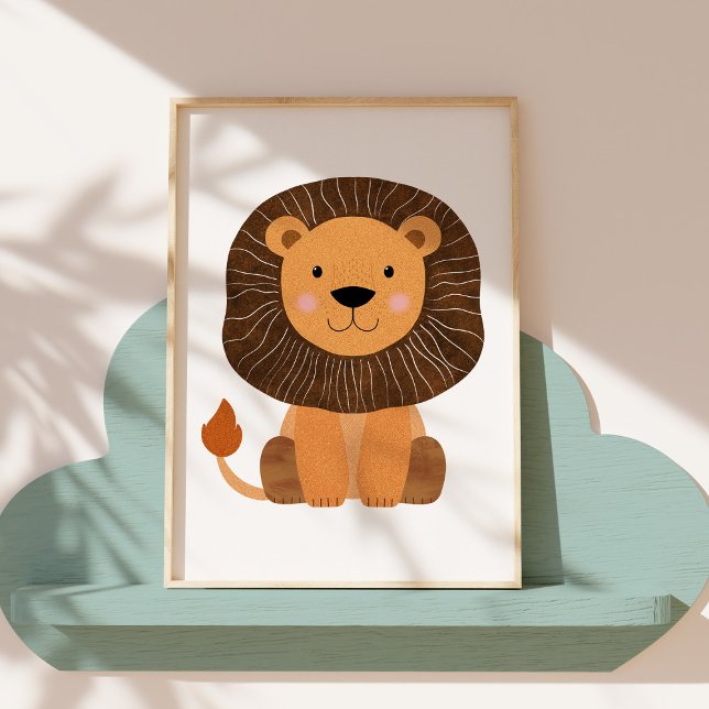 Cute and Modern Hand-Drawn Lion Nursery Art Poster (Creator Uploaded)
