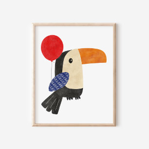 Cute and Modern Hand-Drawn Toucan Nursery Art Poster