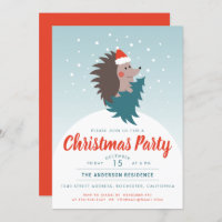 Cute and Modern Hedgehog Christmas Party