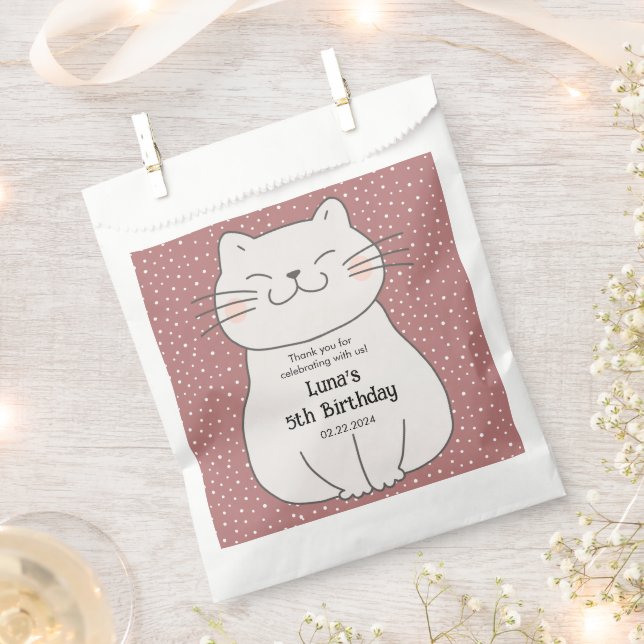 Cute and Modern Kitten Birthday  Favour Bag (Clipped)