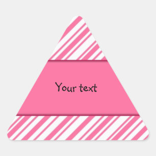 Cute and modern pink and white stripes Triangle Sticker