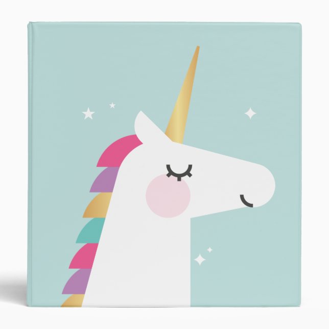Cute and Modern Rainbow Unicorn Binder (Front)