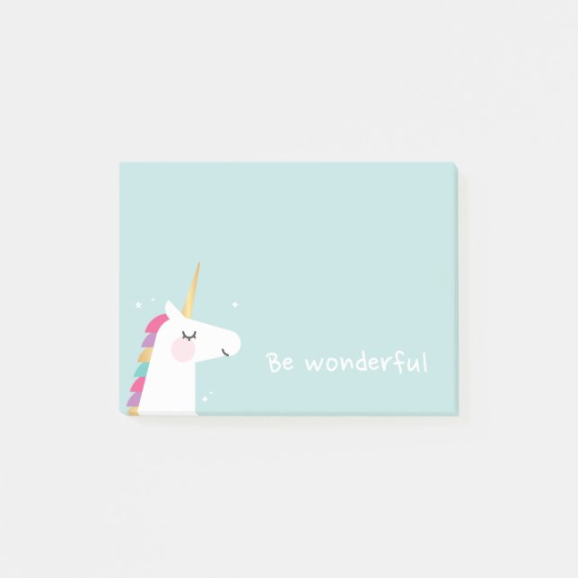 Cute and Modern Rainbow Unicorn Post-it Notes (Front)