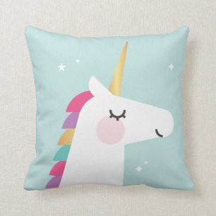 Cute and Modern Rainbow Unicorn Throw Pillow