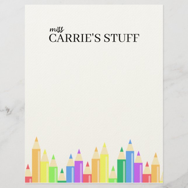 Cute and Personalized Teacher  Letterhead (Front)