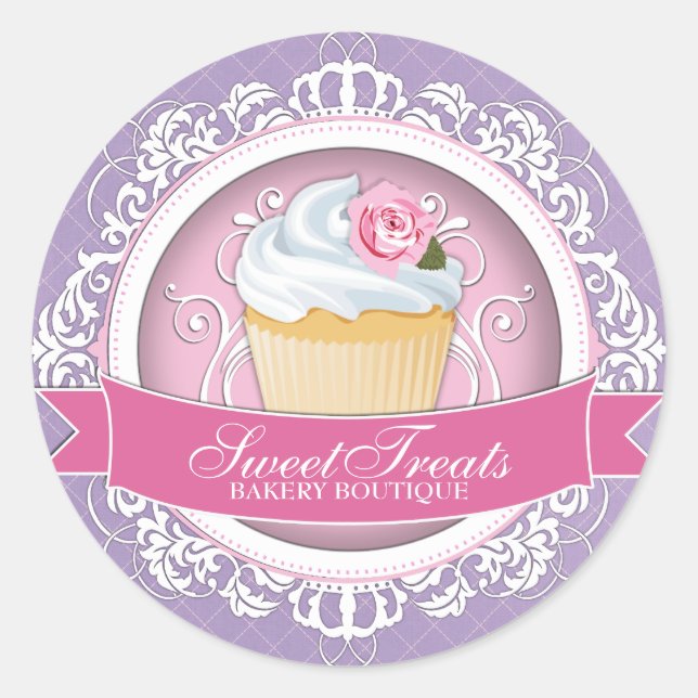 Cute and Playful Cupcake Box Stickers (Front)