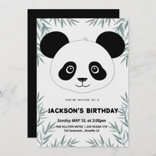 Cute and playful panda-themed birthday invitation