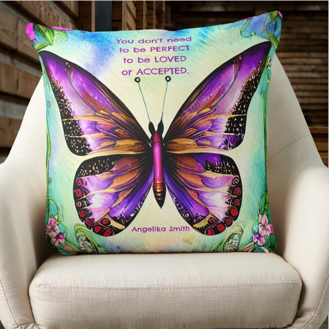 Cute and Positive Self Love with Custom Name Throw Pillow (Creator Uploaded)