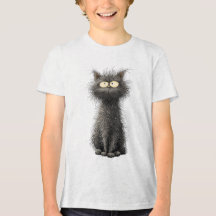 Cute and Quirky Fluffy Black Cat Graphic Tee
