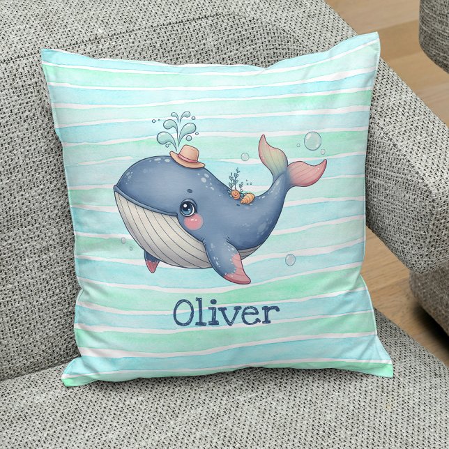 Cute and Quirky Little Whale Throw Pillow (Creator Uploaded)