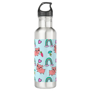 Cute and Quirky Pigs and Rainbows Pattern 710 Ml Water Bottle