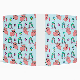 Cute and Quirky Pigs and Rainbows Pattern Binder