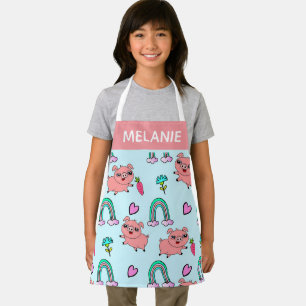 Cute and Quirky Pigs and Rainbows Personalised Apron