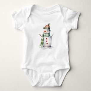 Cute and Realistic Snowman Baby Bodysuit