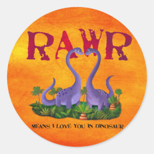 Cute and Romantic Dinos - Rawr Classic Round Sticker
