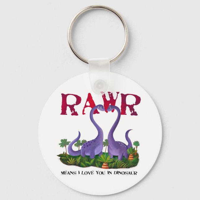 Cute and Romantic Dinos - Rawr Keychain (Front)