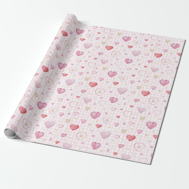 cute and romantic pattern design featuring heart wrapping paper (Unrolled)