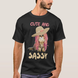 Cute And Sassy Kitty Cat With a Wig Premium T-Shirt
