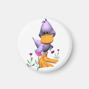 Cute and Shy Purple Cartoon Duck Magnet