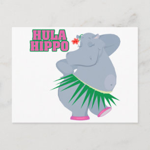cute and silly luau hula hippo postcard
