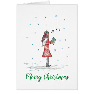 Cute and Simple Caroler Christmas Card