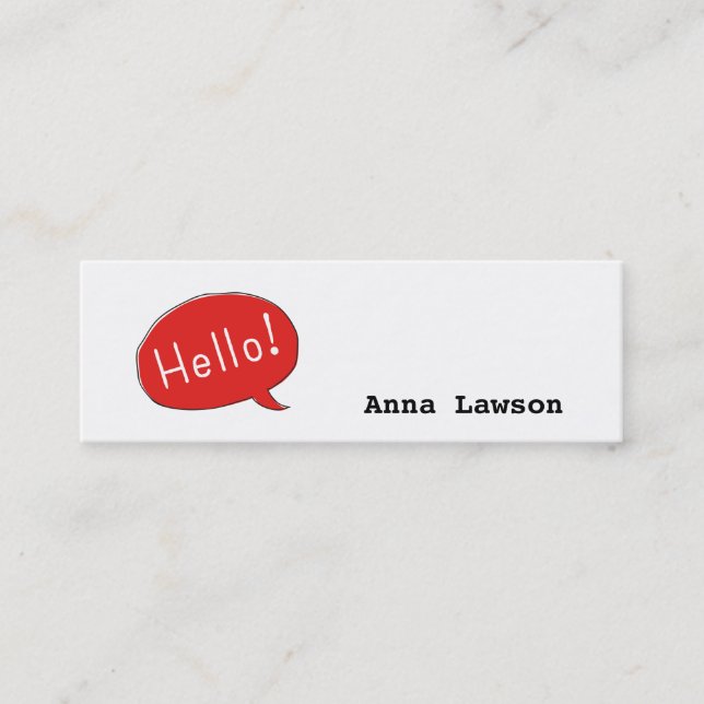 Cute and simple Hello! business card (Front)