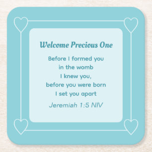 Cute and Simple Light Blue Baby Shower Square Paper Coaster
