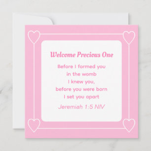 Cute and Simple Light Pink Baby Shower White Invitation
