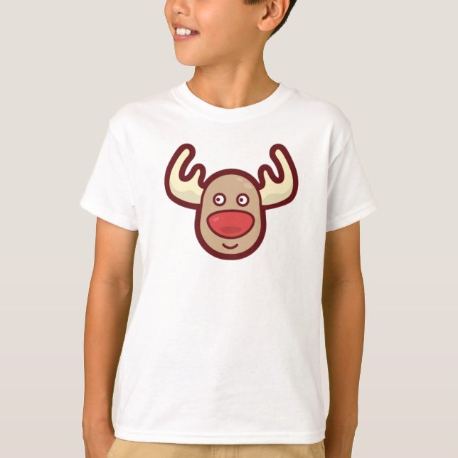 Cute and Simple Rudolf Reindeer | Sleeve Shirt (Front)