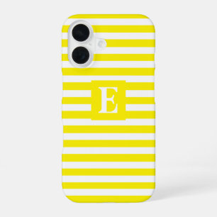 Cute and Simple Yellow Striped Single Initial iPhone 16 Case