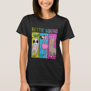 Cute and Sloth Flamingo Llama Bestie Squad T-Shirt