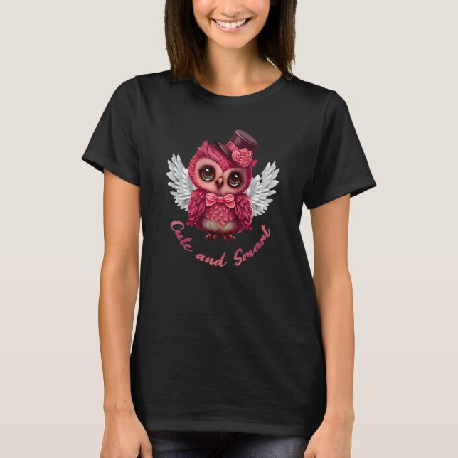 Cute and Smart Pink Owl Angel in a Top Hat and Bow (Front)