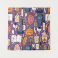 Cute and spookie seamless Halloween pattern with p