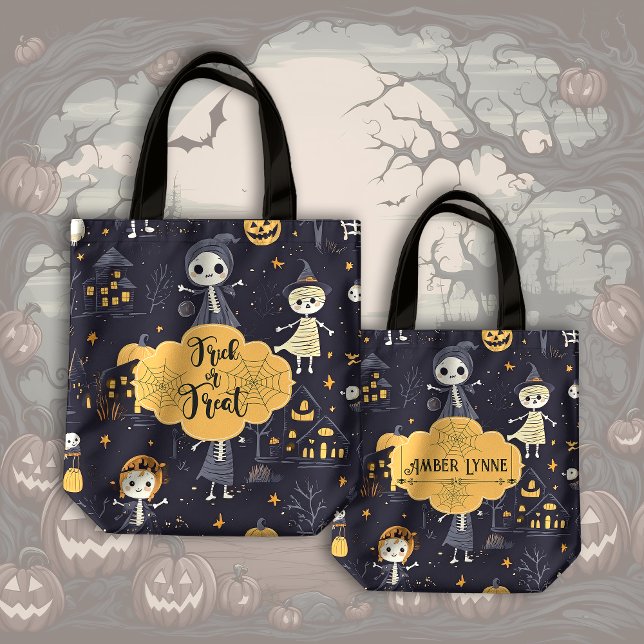 Cute and Spooky Ghouls Trick or Treat Halloween Tote Bag (Creator Uploaded)