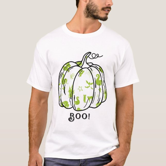 Cute and Spooky Green Jack-O’-Lantern T-Shirt (Front)