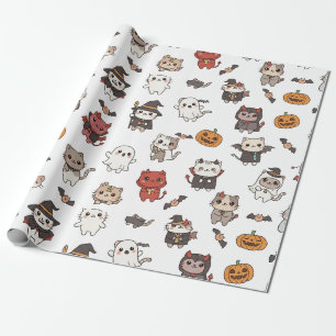 Cute and Spooky Halloween Cats Wrapping Paper