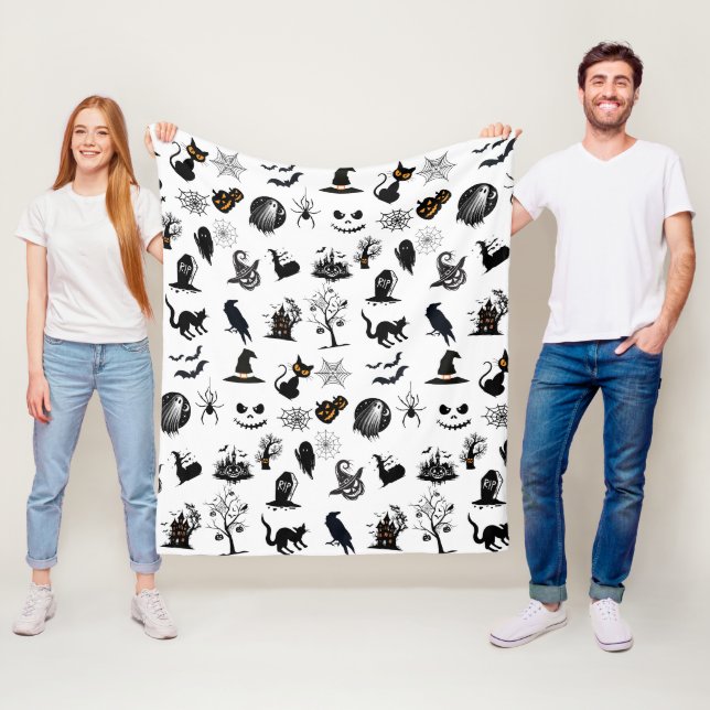 Cute and Spooky Halloween Fleece Blanket (In Situ)