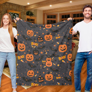 Cute And Spooky Halloween Themed Cozy Fleece Blanket