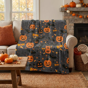 Cute And Spooky Halloween Themed Cozy Fleece Blanket