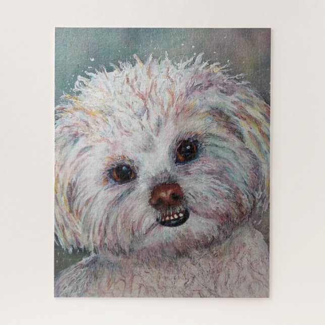 Cute and Sweet White Shizu Puppy Jigsaw Puzzle (Vertical)