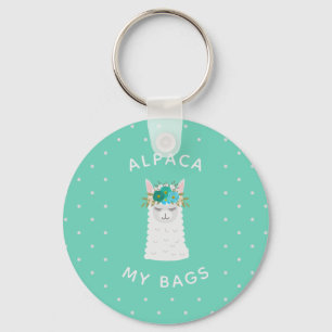Cute and Trendy Alpaca   Turquoise Keychain