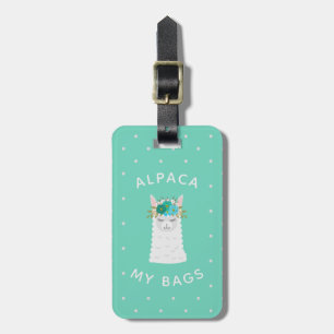Cute and Trendy Alpaca   Turquoise Luggage Tag
