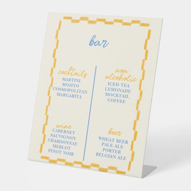 Cute and Trendy Baby shower bar  Pedestal Sign (Front)