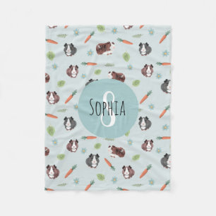 Cute and Whimsical Blue Guinea Pig Pattern Kids Fleece Blanket