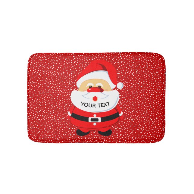 Cute and whimsical Santa Claus, Christmas holiday Bath Mat (Front)
