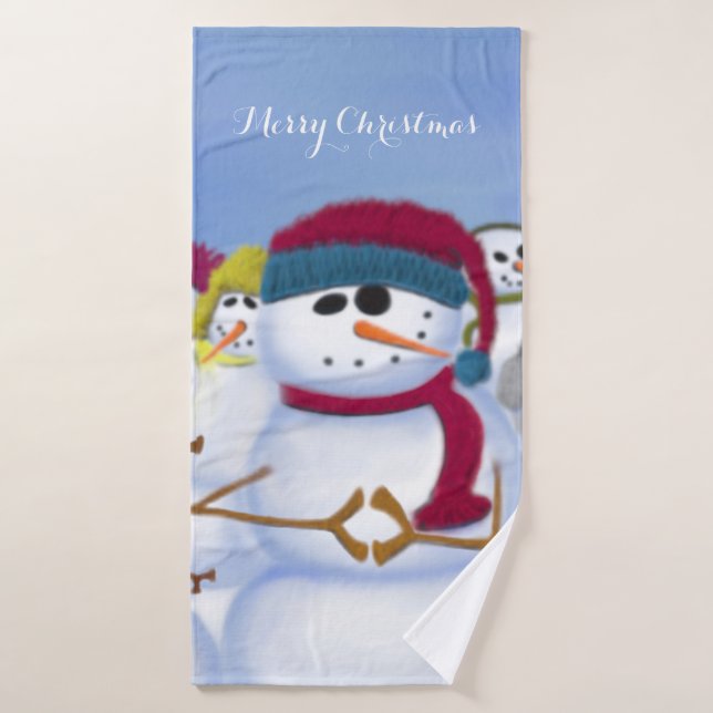 Cute and Whimsical Snowmen Bath Towel Set (Bath Towel)