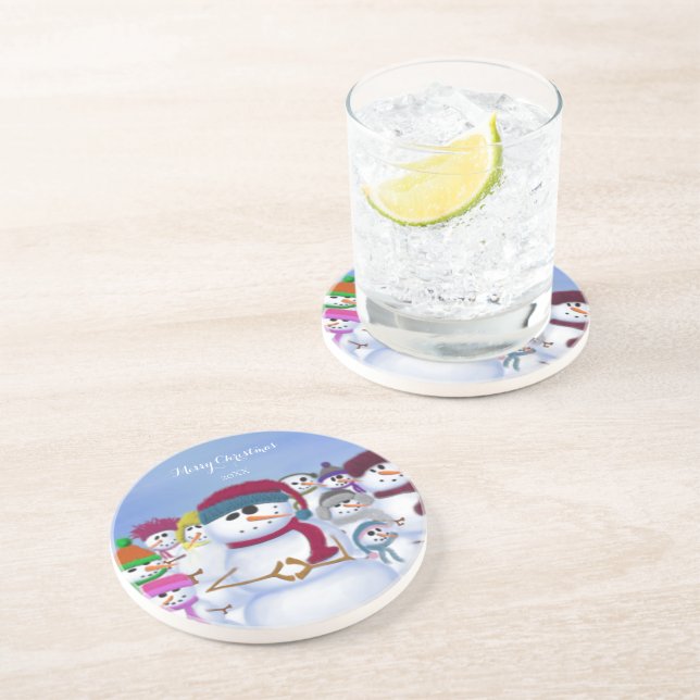 Cute and Whimsical Snowmen  Coaster (Side)