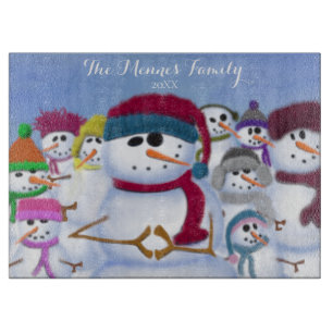 Cute and Whimsical Snowmen Cutting Board