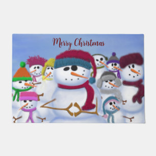 Cute and Whimsical Snowmen Doormat
